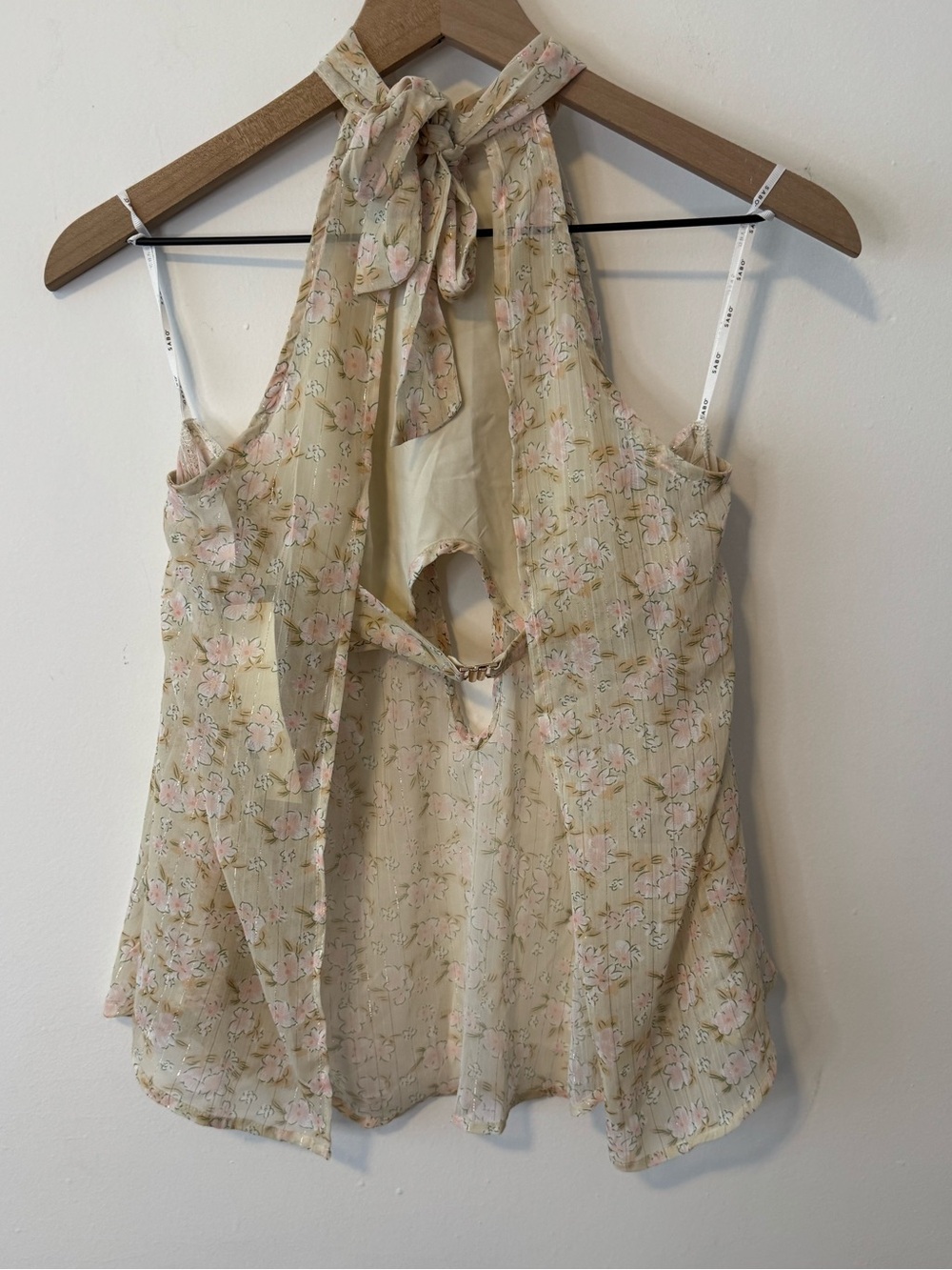 NWT SABO Skirt Kinslee Cream Floral Halter Tie Neck Short Set Small - Picture 7 of 16